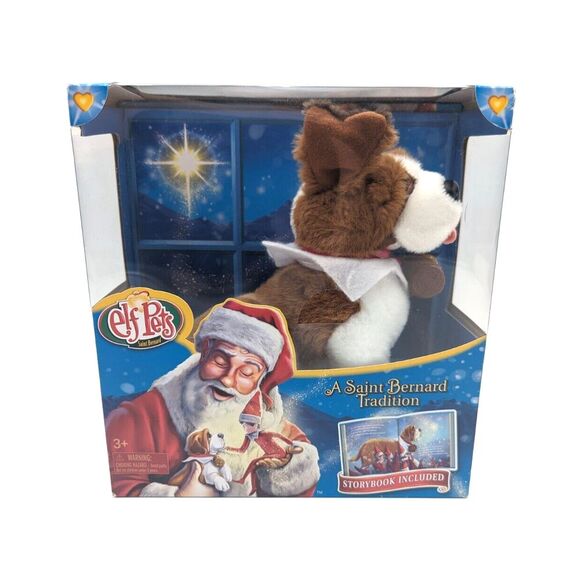 Elf Pets Saint Bernard Plush Stuff Dog Tradition Book Elf On The Shelf Toy Gifts - Picture 1 of 7